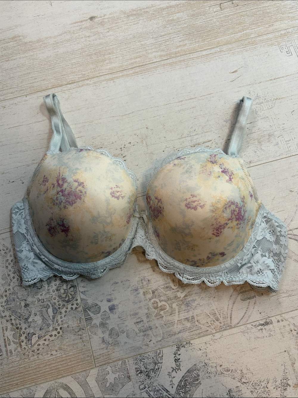 Victorias Secret Light Blue Dream Angels Lined Demi Bra Size 36D